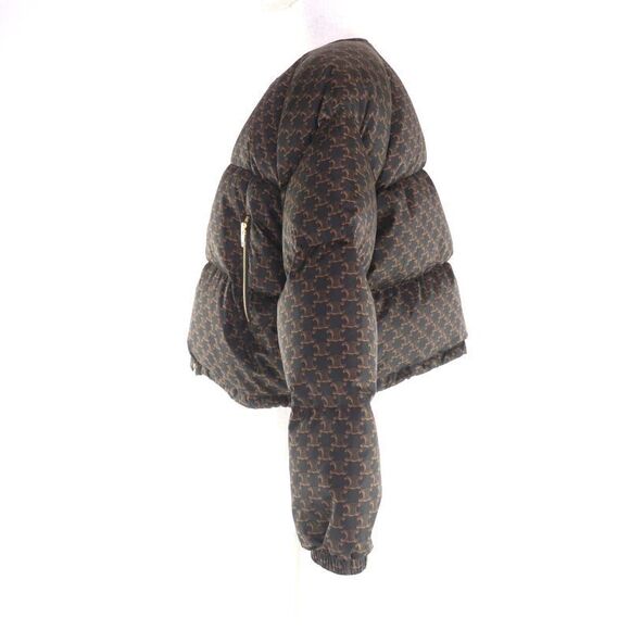 Celine 2w782344n Triomphe Macadam Bomber Down Jacket Outerwear Brown 40 Made In - Picture 2 of 13